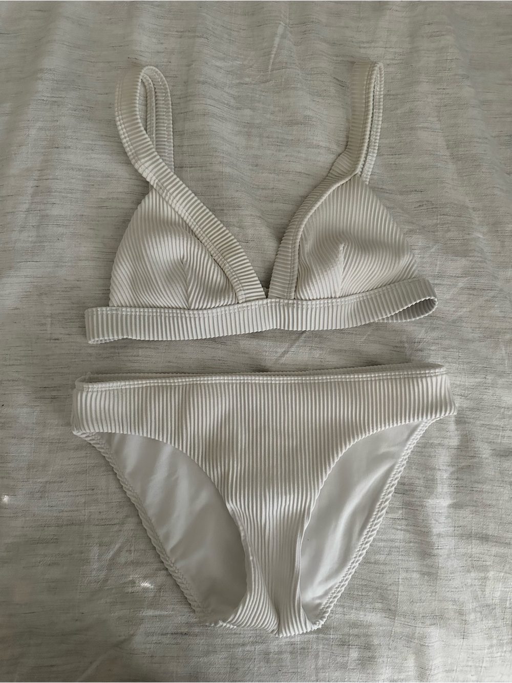 Hollister Ribbed Off-white Triangle Bikini Top Only